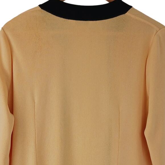 Exclusively Misook SZ M Open Front Cardigan Pockets Acorn Yellow-Black - Picture 6 of 6